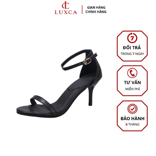 Giày nữ Sandal cao gót 7p quai ngang mảnh,Sandal cao gót bít hậu,guốc nữ gót nhọn kiểu dáng đơn giản màu đen–LUX009