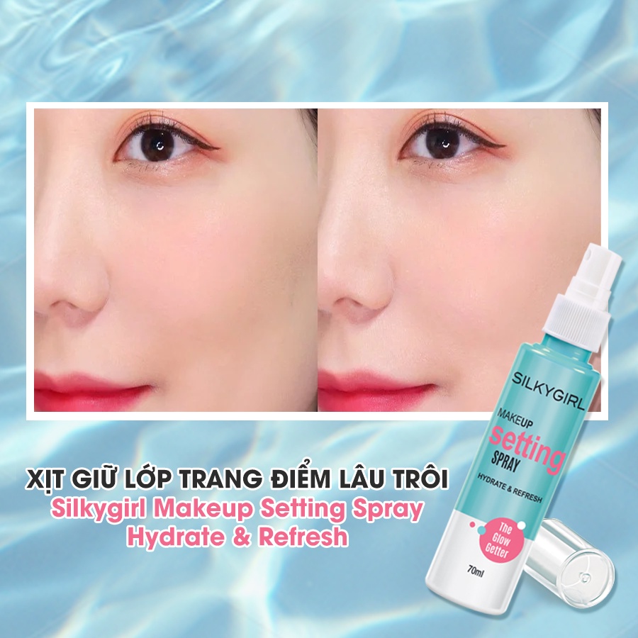 Xịt Giữ Lớp Trang Điểm Lâu Trôi Silkygirl Makeup Setting Spray - Hydrate & Refresh 70ml