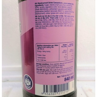 [Chai 840ml - LÝ CHUA ĐEN] NƯỚC ÉP TRÁI CÂY CÔ ĐẶC [Malaysia] SUNQUICK Blackcurrant Fruity and Refreshing (halal)