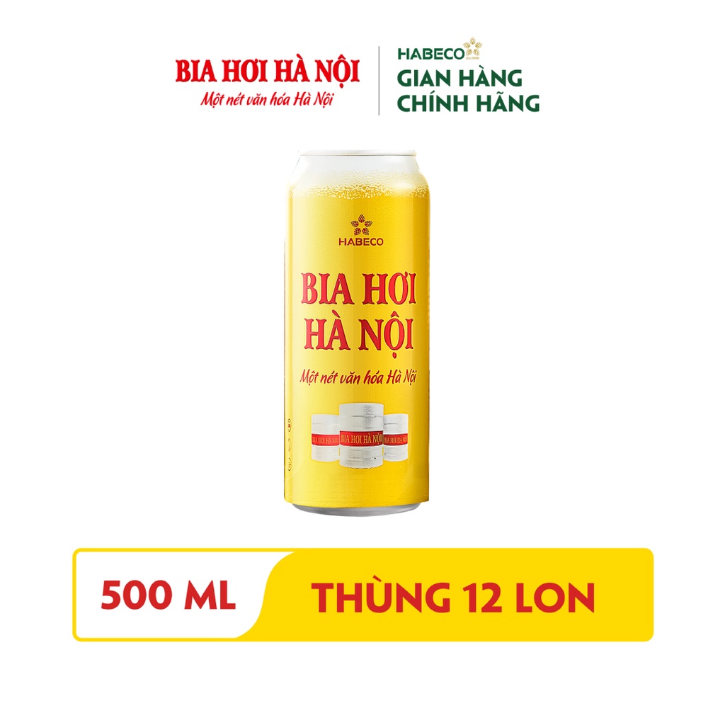 Thùng 12 lon Bia Hơi Hà Nội - HABECO (500ml/lon)