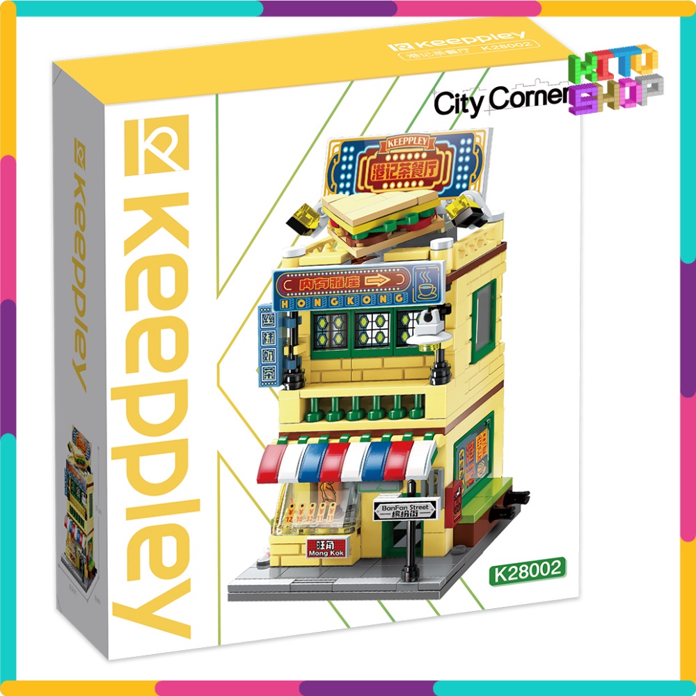 Qman Keeppley Lắp Ráp Đồ Chơi Mô Hình K28002 Góc Phố Quán Cafe City Corner