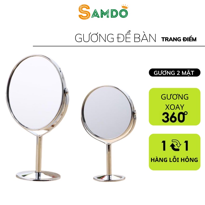 Gương Để Bàn, Trang Điểm, Gương Xoay inox