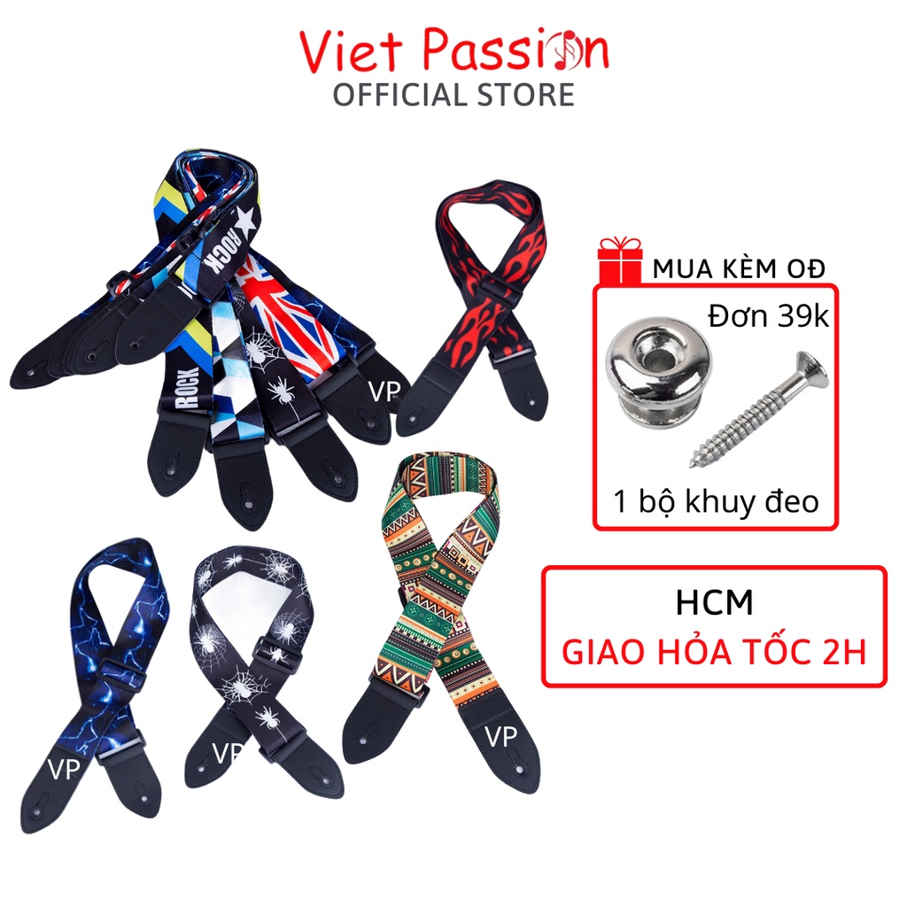 Dây đeo đàn guitar ukulele đàn classic, acoustic ghi ta bass  ghita điện phối hình dày dặn chắc chắn Viet Passion HCM