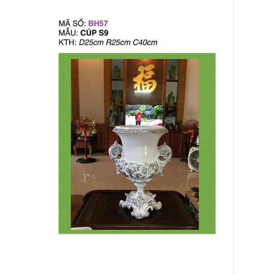 Bình cắm Hoa Lụa, Lông Công ⚡BAO BỂ VỠ⚡Cúp Số 9 H40cm