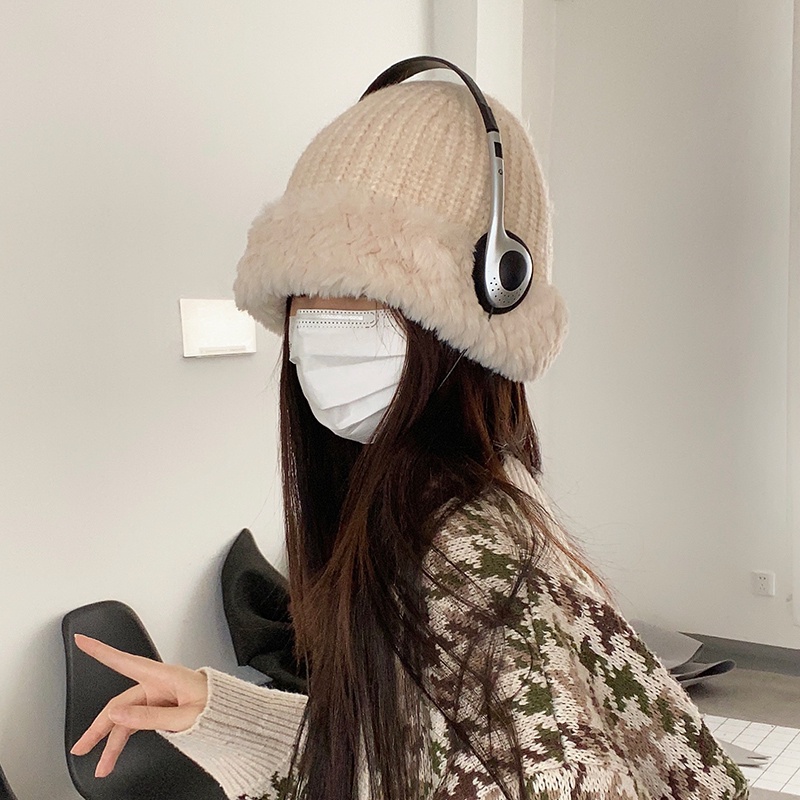 Mũ Dệt Kim Trùm Tai Bằng Vải Lông Dày Dặn Ấm Áp Dễ Phối Đồ Phong Cách