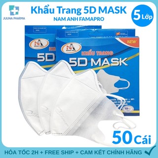 Khẩu trang 5d Mask Famapro quai thun 3 lớp kháng khuẩn Công ty Nam Anh