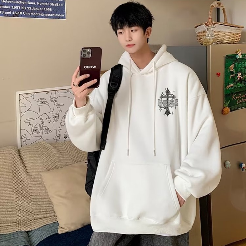 Áo Hoodie Dáng Rộng In Chữ Phong Cách hip hop Hàn Quốc Thời Trang Cao Cấp