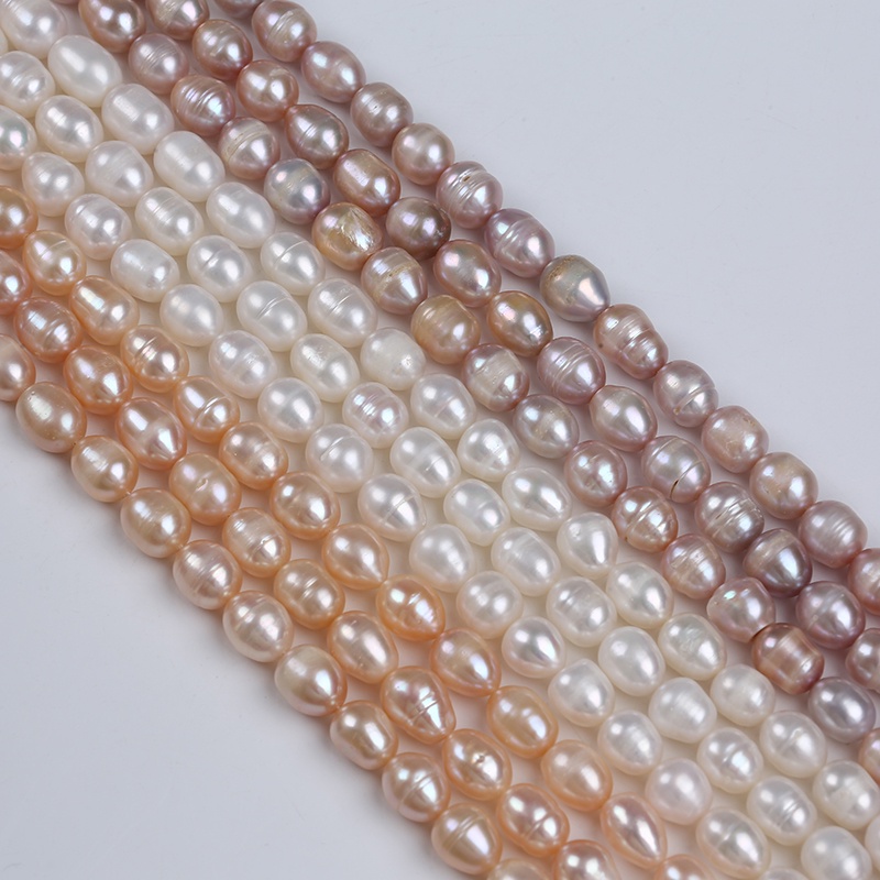 Giá Nhà Máy 8-9mm Narural Chuỗi Hạt Ngọc Trai Nước Ngọt Màu Trắng Hồng Tím Nước Ngọ