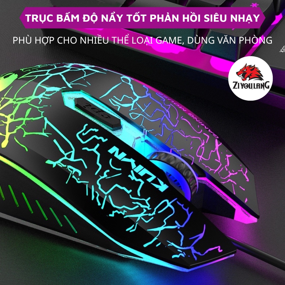 Chuột Máy Tính Có Dây ZiyouLang T66 Gaming Mouse Thiết Kế Độc Lạ, 6 Nút Chức Năng, Led RGB Đổi Màu, Phù Hợp Laptop/Pc