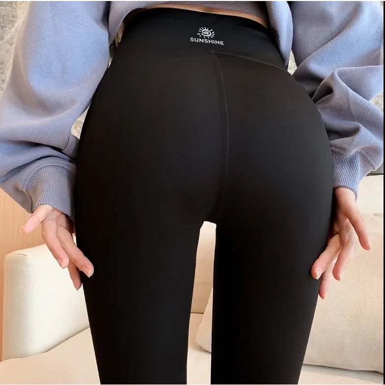 Quần Legging Lưng Cao Màu Đen Thời Trang Tập Yoga Cho Nữ