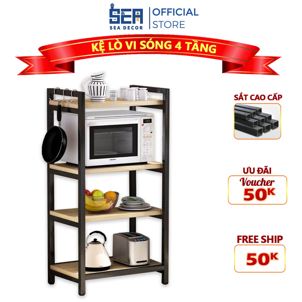 Kệ Lò Vi Sóng 4 Tầng Khung Sắt Siêu Chắc Chắn Sea Decor