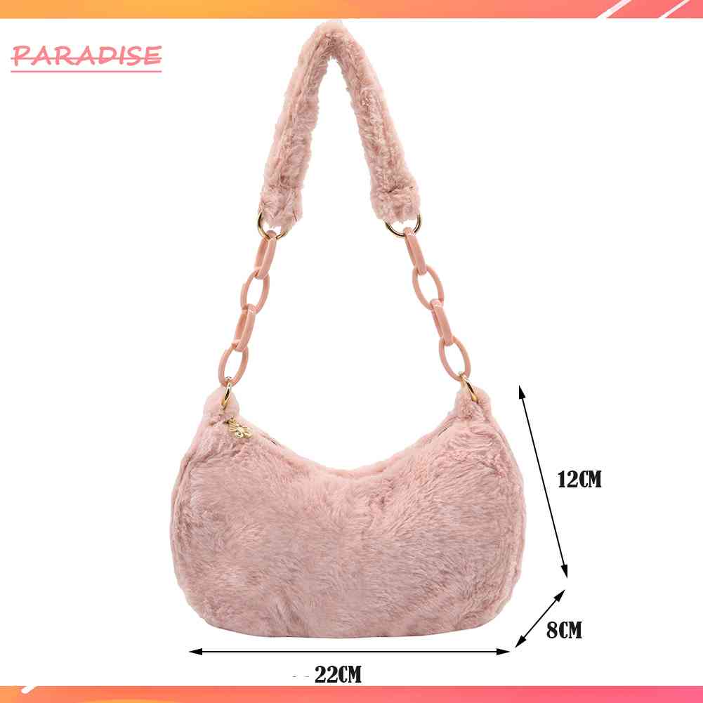 Túi Xách Kẹp Nách Phủ Lông Acrylic Màu Sắc Tinh Khiết Phong Cách Vintage Thời Trang