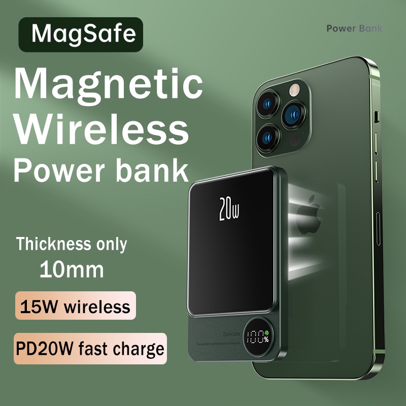 Pin Sạc Dự Phòng Không Dây 10000mAh PD20W Magiafing Sạc Nhanh Cho Iphone 15W Huawei