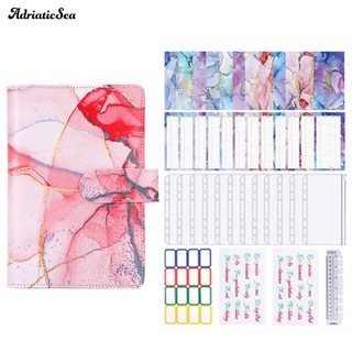 Adria Stationery Accounting Book Office Supplies A6 Faux Leather Zipper Envelopes Budget Planner Notebook Binder 6 Holes