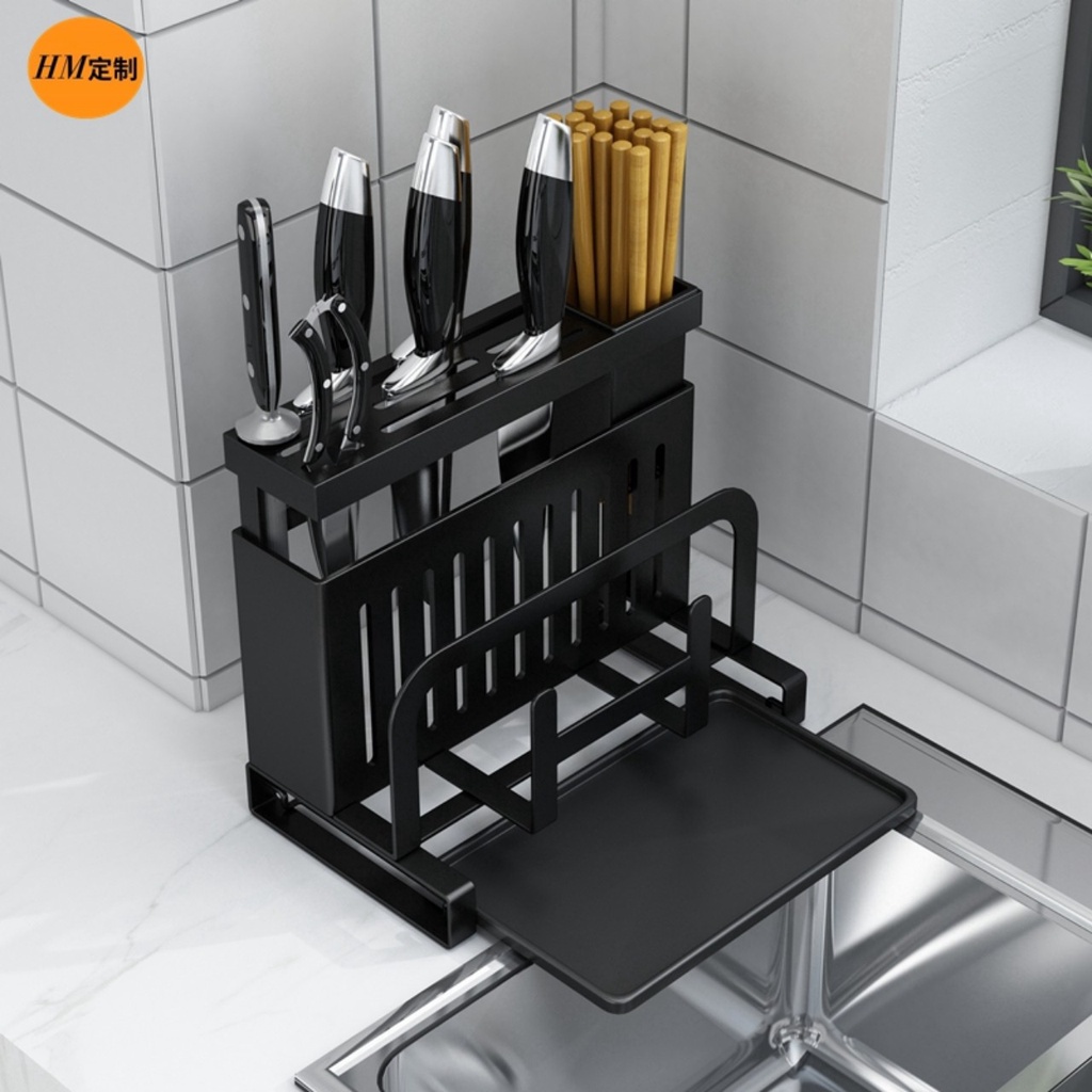 Kệ gia vị đa năng INOX phủ sơn tĩnh điện Đen, kệ xoay vuông tròn 360 độ, (2 Tầng, 3 Tầng) Loại Dày Tiết Kiệm Không Gian
