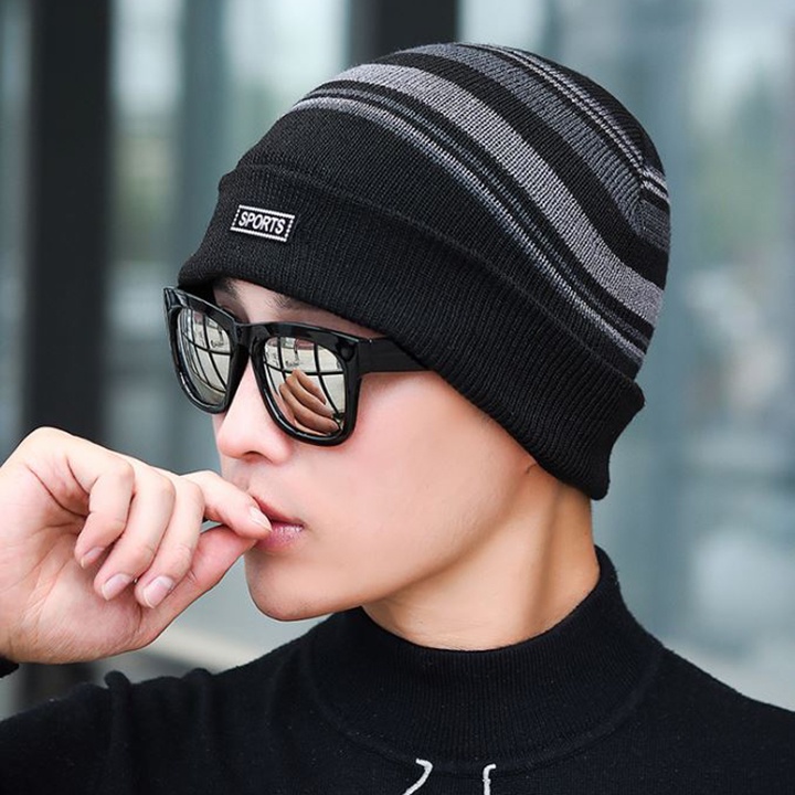 Mũ len kẻ beanie nhiều mầu AMIHOUSE