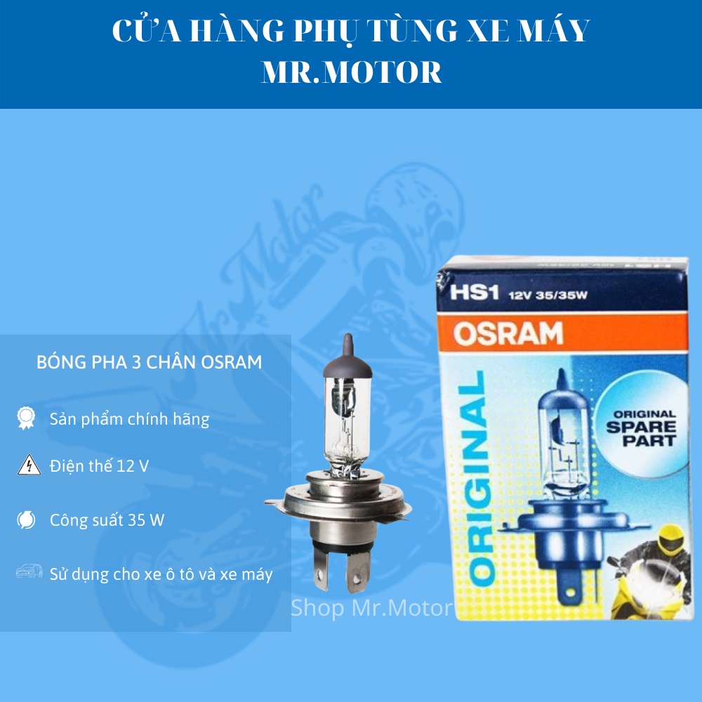 Bóng đèn pha xe máy, Bóng đèn pha 3 chân OSRAM chính hãng dành cho ô tô và xe máy