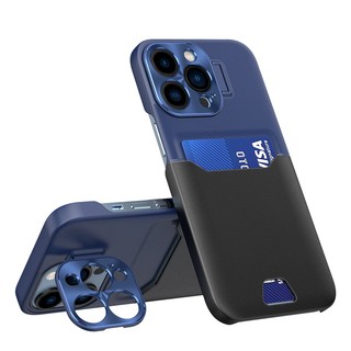 Ốp Điện Thoại Da Có Ngăn Đựng Thẻ Kèm Giá Đỡ Kim Loại Tàng Hình Cho iPhone 14 Pro Max 13 Mini 12 14 Plus