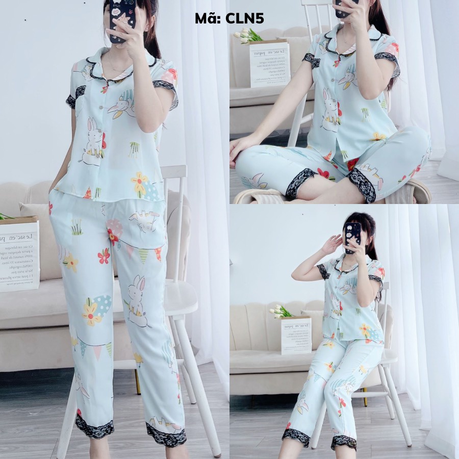 ĐỒ BỘ NỮ PIJAMA TAY CỘC HÀNG ĐẸP CHẤT MÁT MÃ T125