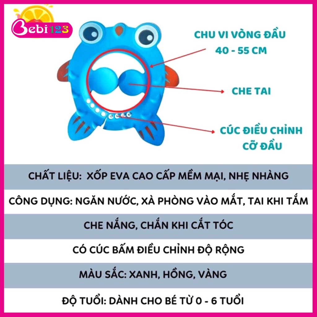 Mũ Nón Tắm Chắn Nước Bảo Vệ Tai Cho Bé Yêu