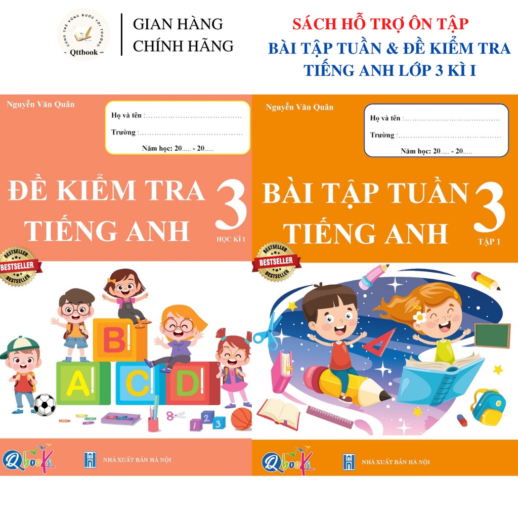 - Combo 2 quyển bài tập tuần và đề kiểm tra tiếng anh 3 học kì 1