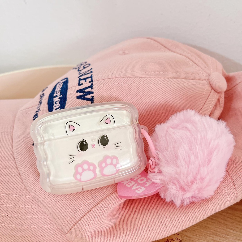 Vỏ Bảo Vệ Hộp Sạc Tai Nghe Bluetooth Airpods 1 / 2 3 2021 gen3 Bằng Silicon Mềm Trong Suốt Họa Tiết Hoạt Hình Đơn Giản Kèm Móc Treo Chống Rơi Tiện