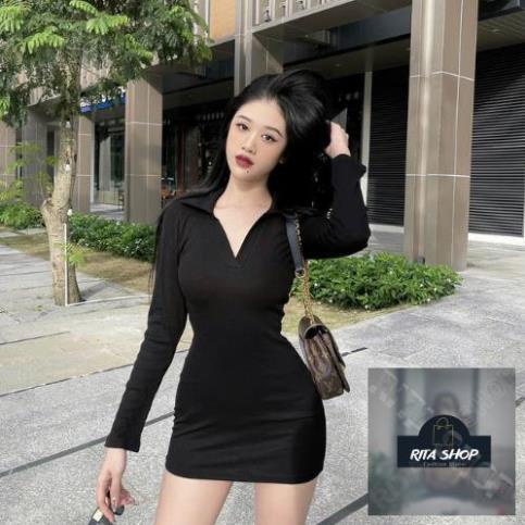 Đầm Body Basic Tay Dài Thun Gân 3320 Thiết Kế Phong Cách Tôn Dáng Đơn Giản Thoải Mái