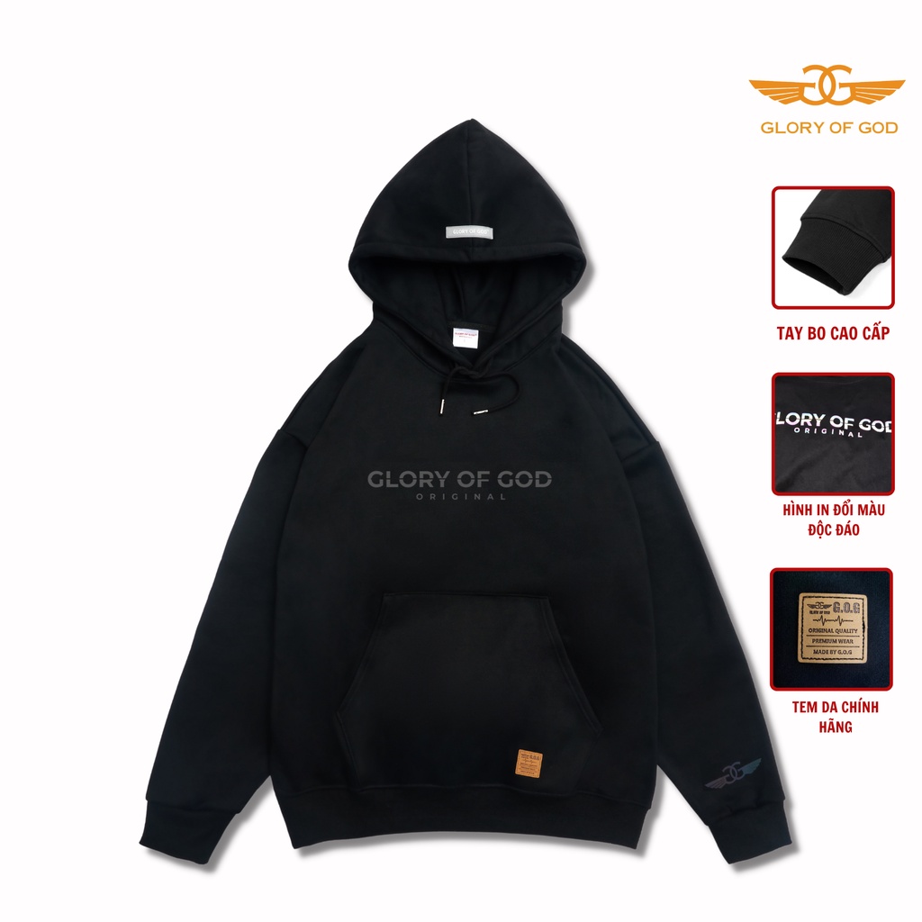Áo Hoodie Unisex Form Rộng Local Brand GLORY of GOD Shine In Night - Black Version