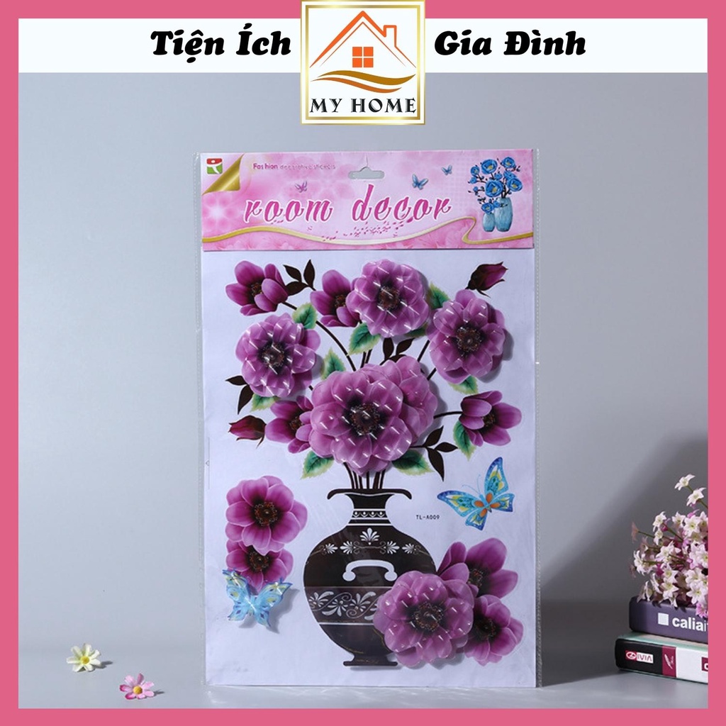 Tranh hoa 3D dán tường, tranh hoa nổi dán tường trang trí nhà cửa, decor phòng