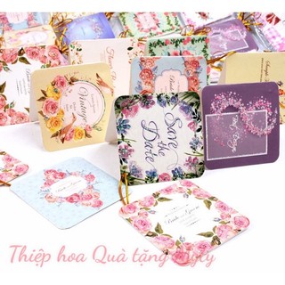Thiệp giấy viết tay ngày 8/3, 20/11, 20/10, Valentine14/2 vuông 7cm, có nhũ óng ánh, móc treo