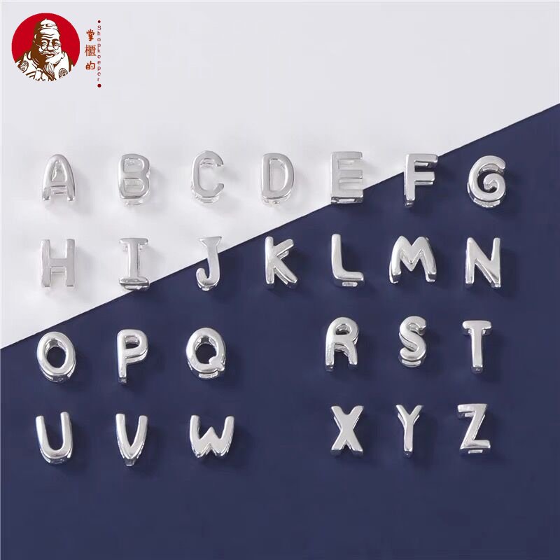 Hạt Bạc S925 Có Chữ Tiếng Anh Dùng Làm Trang Sức Thủ Công