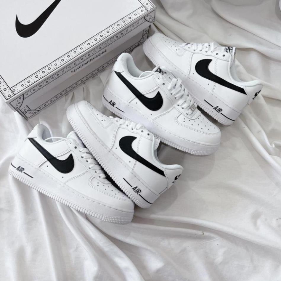 Giày _Nike Air Force 1 Trắng Vệt Đen Cổ Thấp Độn Đế, Giày Thể Thao Sneaker Nam Nữ Trắng _Nike AF1 Đi Học G10