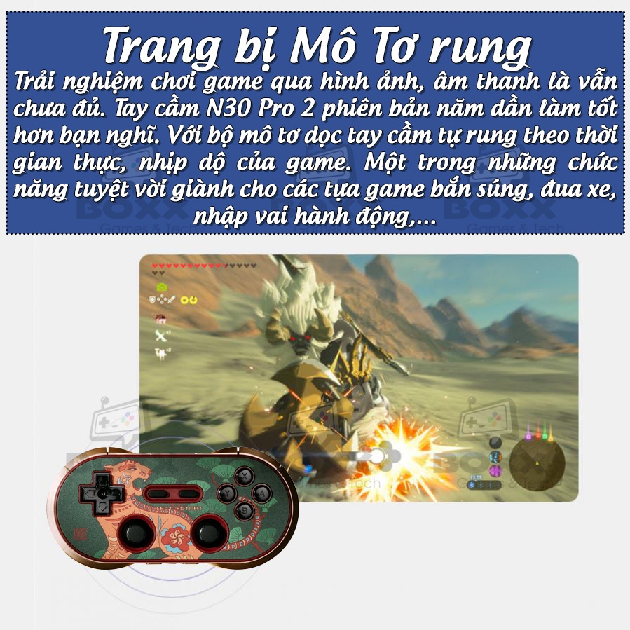 Tay cầm chơi game bluetooth 8Bitdo N30 Pro 2 dùng cho Nintendo Switch, Máy Tính, Điện Thoại