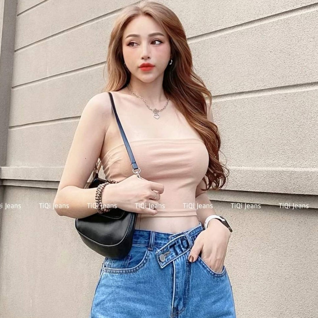 Áo Ống Croptop Chất Thun Dày Dặn Co Giãn 3 Màu Cơ Bản Trắng Đen Nâu Mẫu Hot Mùa Hè Kèm Ảnh Thật Cận Chất Vải
