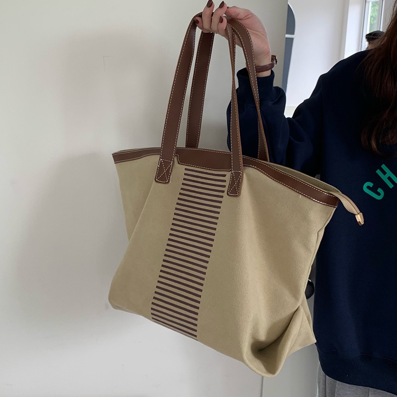 Túi Xách Đeo Vai Vải Bạt Ngăn Chứa Rộng Thời Trang Nữ retro