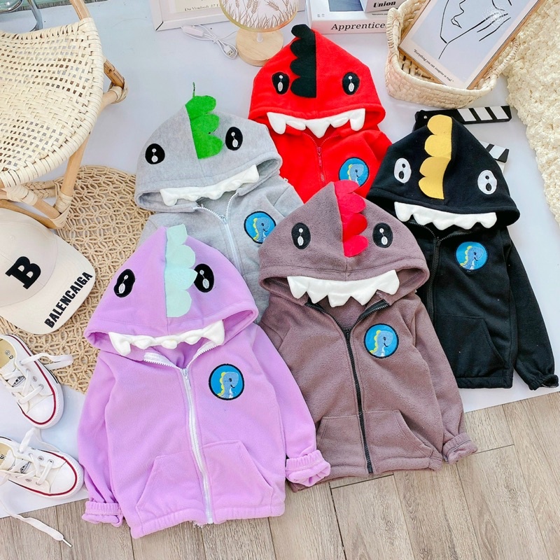 Áo khoác nỉ hình khủng long có mũ siêu đáng yêu cho bé