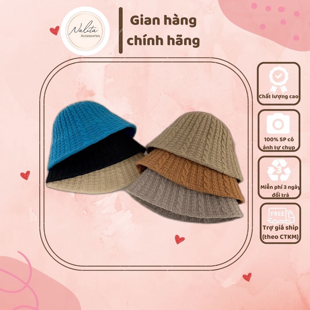 Mũ bucket len vặn thừng hottrend phong cách Hàn Quốc cho mùa thu đông - Nalita shop