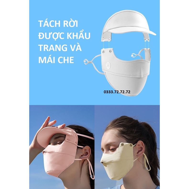Khẩu trang toàn mặt, có mái che nắng làm mát UPF 35/50+ Ngăn Chặn 97% Tia UV, giặt được