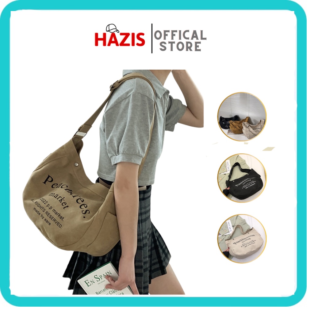 Túi Đeo Chéo Canvas Mẫu Mới Phong Cách Unisex Cá Tính Năng Động Giới Trẻ Đi Học Đi Chơi - Hazis Store