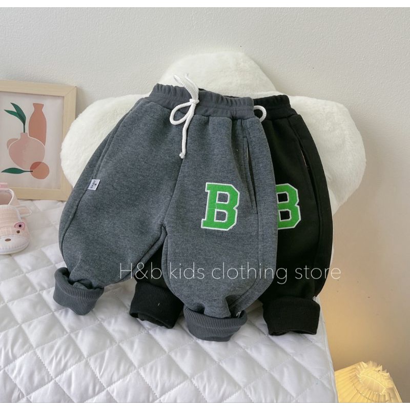 Quần Nỉ Bông bé trai 10-24kg kẻ sọc cá tính chất dày dặn ấm áp