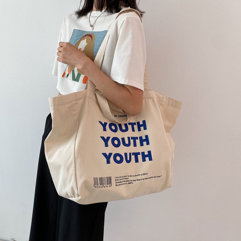 MISCHA Túi Xách Canvas Cỡ Lớn Thiết Kế Đơn Giản Thời Trang Cho Nữ