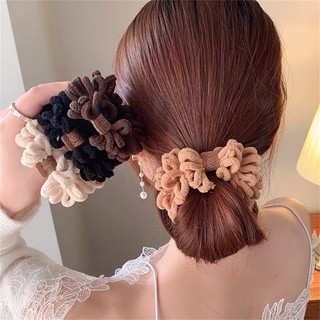 Dây cột tóc co giãn bọc vải lông mềm mại hình gấu dễ thương cho nữ