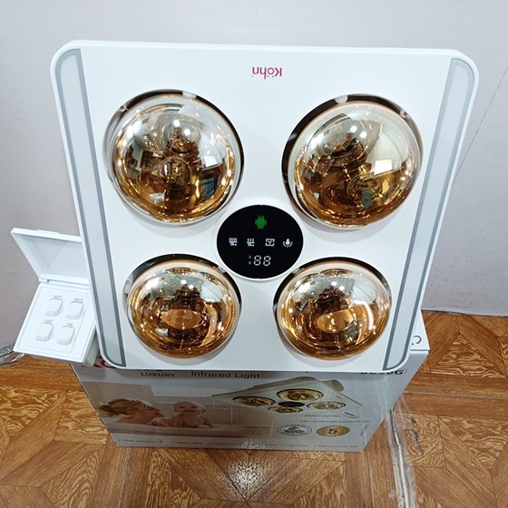 Đèn sưởi nhà tắm Kohn Braun BU06G / BU06GR  - 4 bóng âm trần + điều khiển
