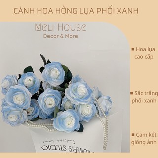 Cành 1 hoa hồng nhung lụa nhiều màu sắc