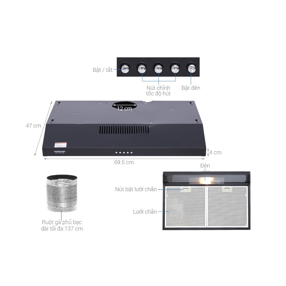 Máy hút mùi Sunhouse SHB6118I | SHB6118B -