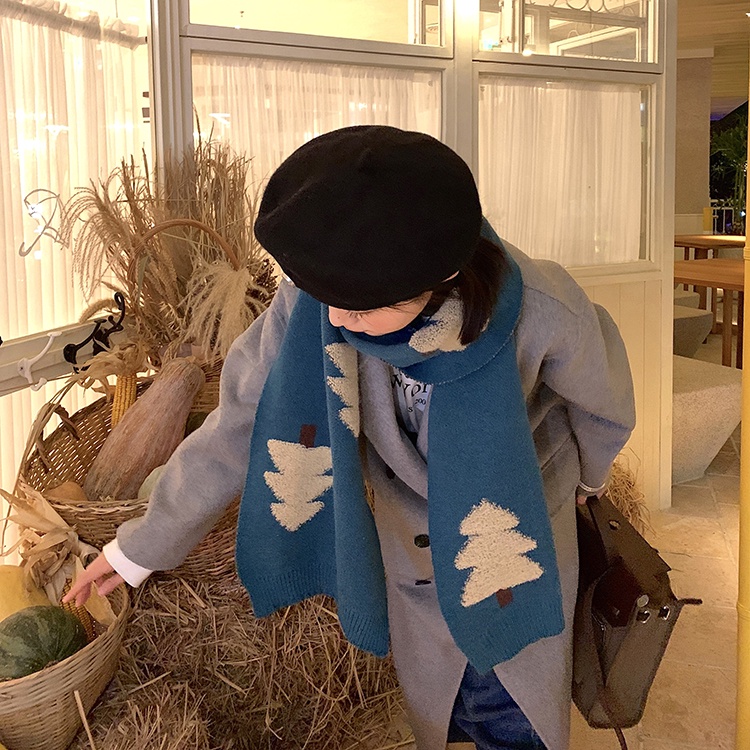 Khăn Choàng Giáng Sinh &quot;Cùng Nhau Với ba&quot; Quà Tặng Giáng Sinh Thu Đông Ấm Áp Giả cashmere Cho Nữ
