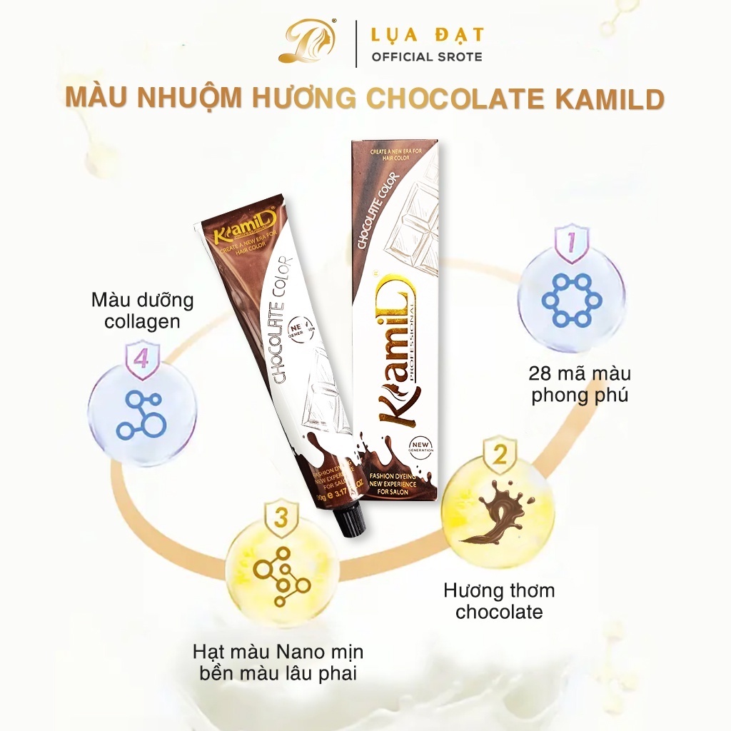 Set màu NÂU ĐẬM Thuốc nhuộm tóc KamiLD màu nhuộm tóc bạc hương thơm socola không khô tóc
