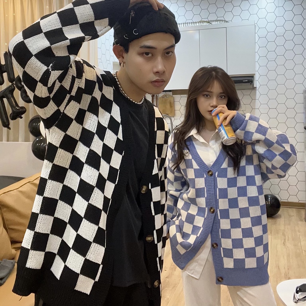 Cardigan kẻ caro Uniex nam nữ  AL33333