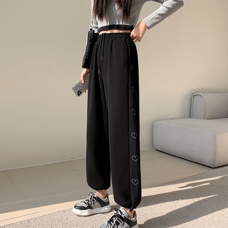 SUXI Quần Ống Rộng Lưng Cao Màu Sắc Đơn Giản Cho Nữ