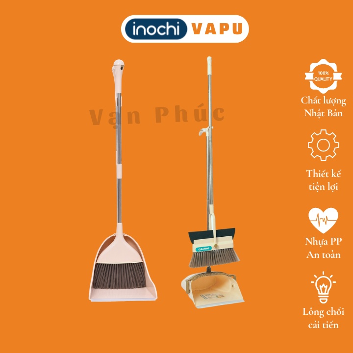 Chổi quét nhà thông minh kèm ky hốt rác Inochi Nhật Bản đa năng, quét nước, nhà tắm, trần nhà, mạng nhện Vapu HCM